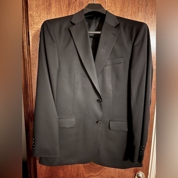 Men’s black suit jacket 44 Long and pants 38/32 - Picture 1 of 11